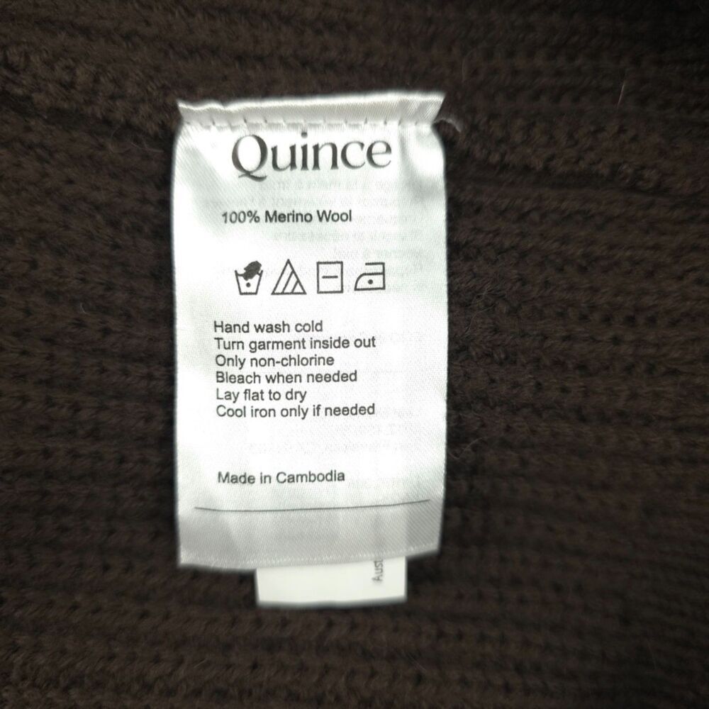 NEW Quince Australian Merino Wool Half Zip Sweater Coffee Bean Brown Minimal - Picture 12 of 13